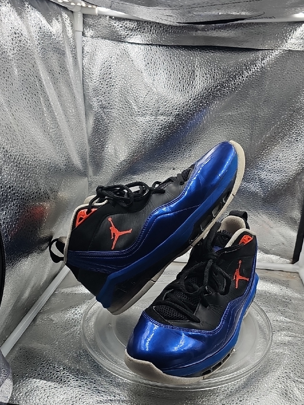 P Blue And Black Shoe Sz 9 Jordans